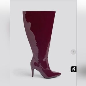12w burgundy faux patent leather boots